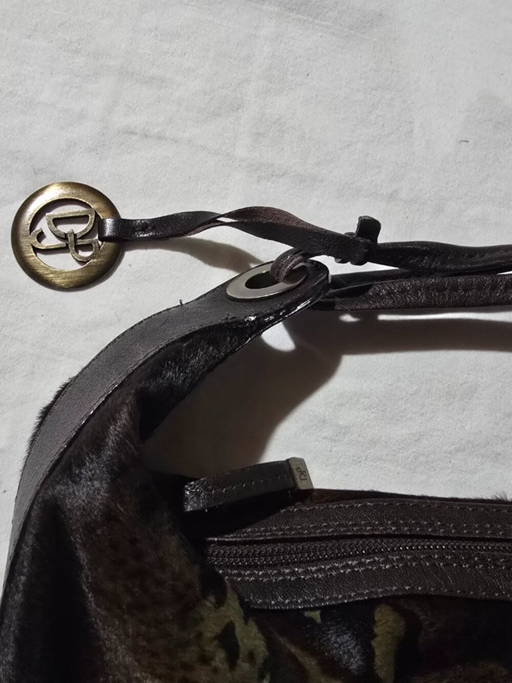 Donald J Pliner Couture Calf Hair Snake Print Handbag Luxe Italian Shoulder Bag - Picture 4 of 16